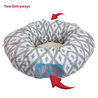Show full view: Kitty City Tunnel Cat Bed, Medium, White & Gray slide 3 of 12