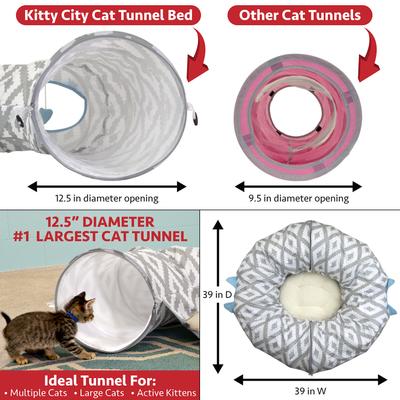 Show full view: Kitty City Tunnel Cat Bed, Medium, White & Gray slide 6 of 12