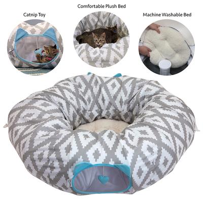 Show full view: Kitty City Tunnel Cat Bed, Medium, White & Gray slide 4 of 12