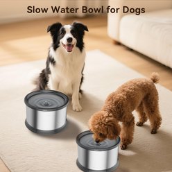 Twinsing Slow Drinking Stainless Steel Dog Water Bowl with Anti Slip Mat, Grey, Medium: 4.5-L / 152-oz, 2 count slide 2 of 8