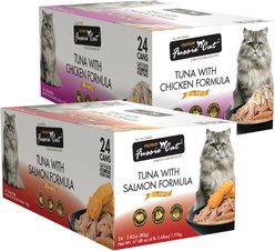 Fussie Cat Premium Tuna with Salmon Formula in Aspic Grain-Free Canned Cat Food, 2.82-oz, case of 24 + Fussie Cat Premium Tuna with Chicken Formula in Aspic Grain-Free Canned Cat Food, 2.82-oz, case of 24