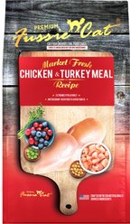 Fussie Cat Market Fresh Chicken & Turkey Recipe Grain-Free Dry Cat Food, 10-lb bag + Fussie Cat Premium Tuna with Chicken Formula in Aspic Grain-Free Canned Cat Food, 2.82-oz, case of 24 slide 2 of 9