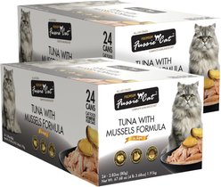 Fussie Cat Premium Tuna with Mussels Formula in Aspic Grain-Free Canned Cat Food, 2.82-oz can, bundle of 48 