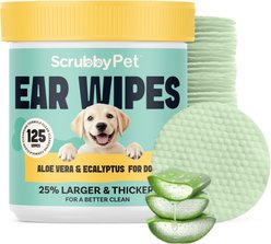 Scrubby Aloe Vera & Eucalyptus Hypoallergenic Dog Ear Wipes, 125 count