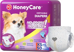 HoneyCare All-Absorb Super Absorbent Disposable Female Dog Diapers, X-Small: 9 to 16-in waist, 50 count