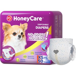 HoneyCare All-Absorb Super Absorbent Disposable Female Dog Diapers, X-Small: 9 to 16-in waist, 50 count