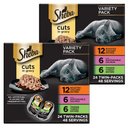 Sheba Perfect Portions Roasted Chicken, Gourmet Salmon & Tender Turkey Cuts in Gravy Variety Pack Grain-Free Adult Wet Cat Food Trays, 2.6-oz tray, case of 48