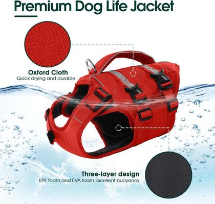 Show full view: Kuoser Dog Life Jacket, Red, X-Large slide 3 of 8