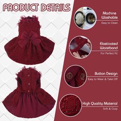 Kuoser Personalized Special Occasion Dog Dress, Red, X-Large slide 2 of 7