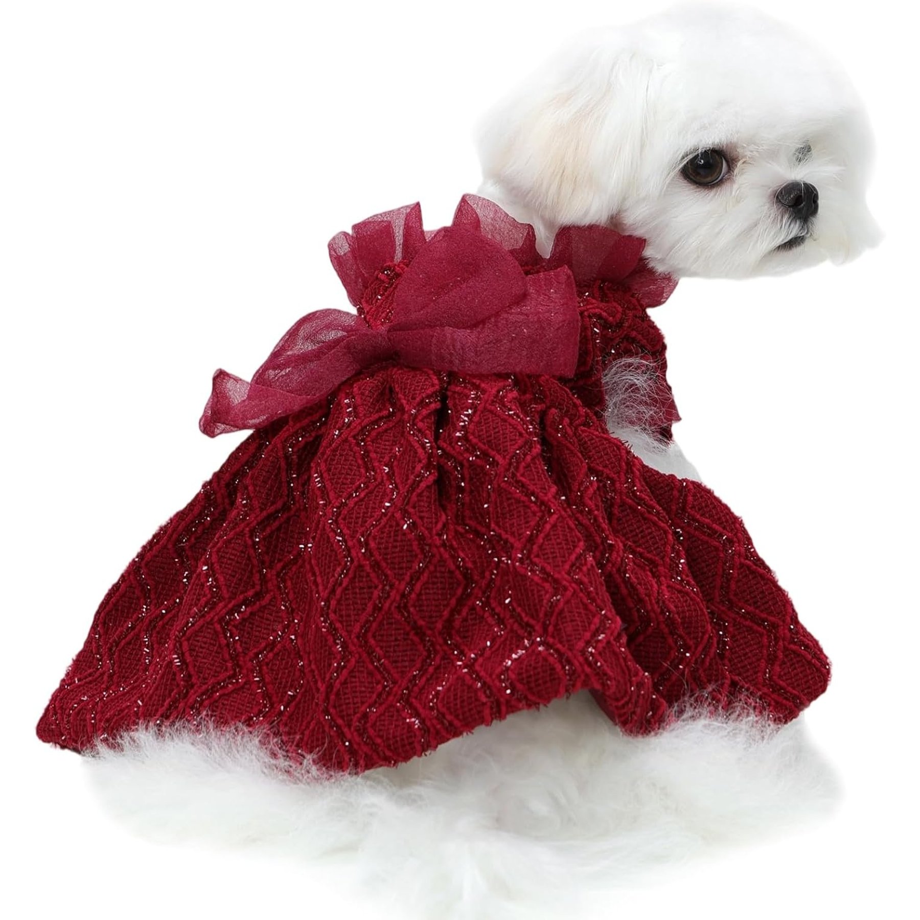Kuoser Personalized Special Occasion Dog Dress, Red, X-Small