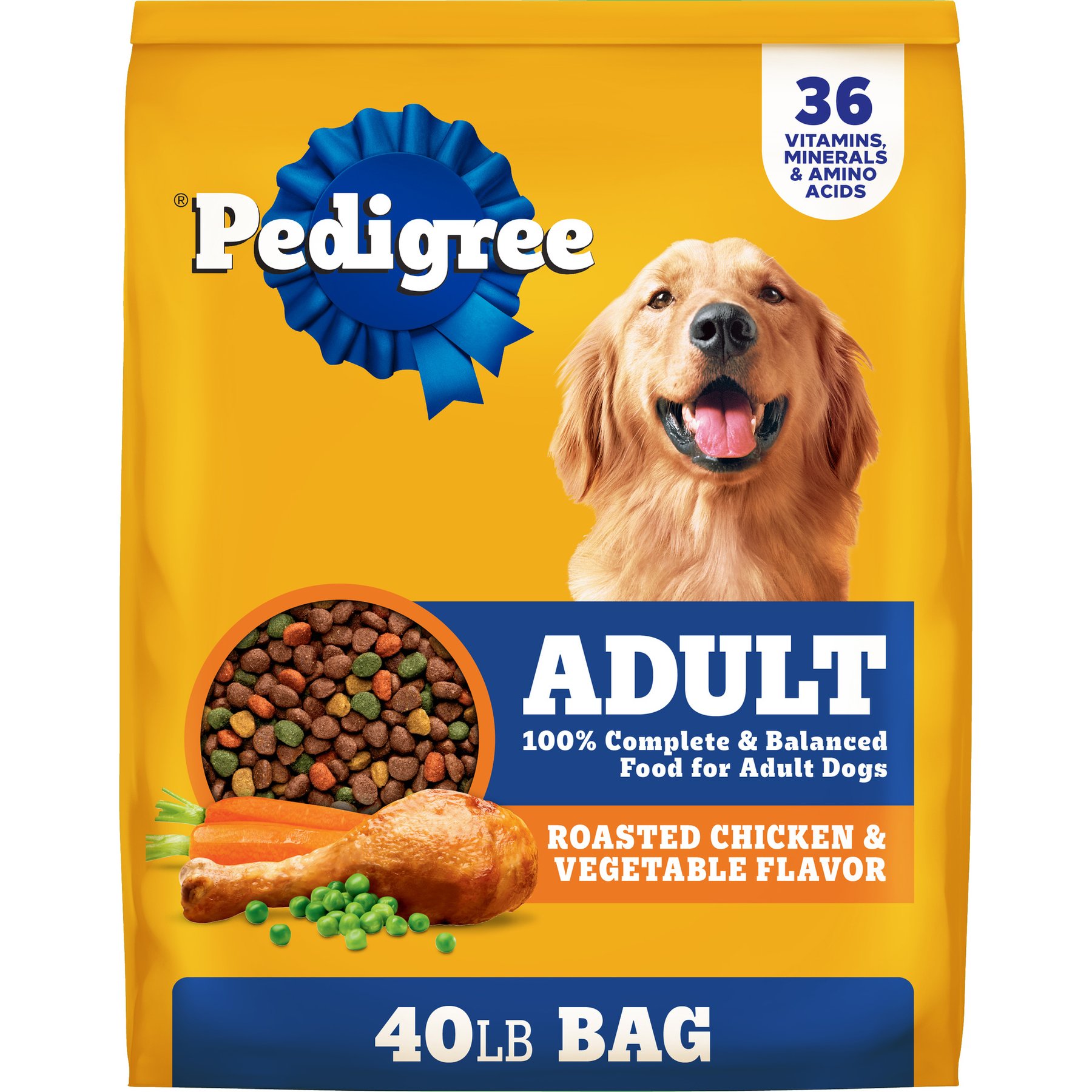 Pedigree Complete Nutrition Roasted Chicken & Vegetable Flavor Dog Kibble Adult Dry Dog Food, 40-lb bag