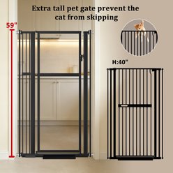 WAOWAO 59-in Extra Tall Adjustable Pressure-Mounted Barrier Clear Gate for Dogs & Cats, Black, 29 to 44-in wide slide 2 of 5