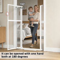 WAOWAO 59-in Extra Tall Adjustable Pressure-Mounted Barrier Clear Gate for Dogs & Cats, White, 29 to 44-in wide slide 2 of 5
