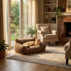 Kylinsure Corduroy Fleece Dog & Cat Sofa Bed with Removable Cover, Brown, Small