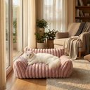 Kylinsure Corduroy Fleece Dog & Cat Sofa Bed with Removable Cover, Pink, Small