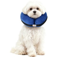 WZ PET Soft Plush Dog & Cat Inflatable Recovery Cone E-Collar, Blue, Small