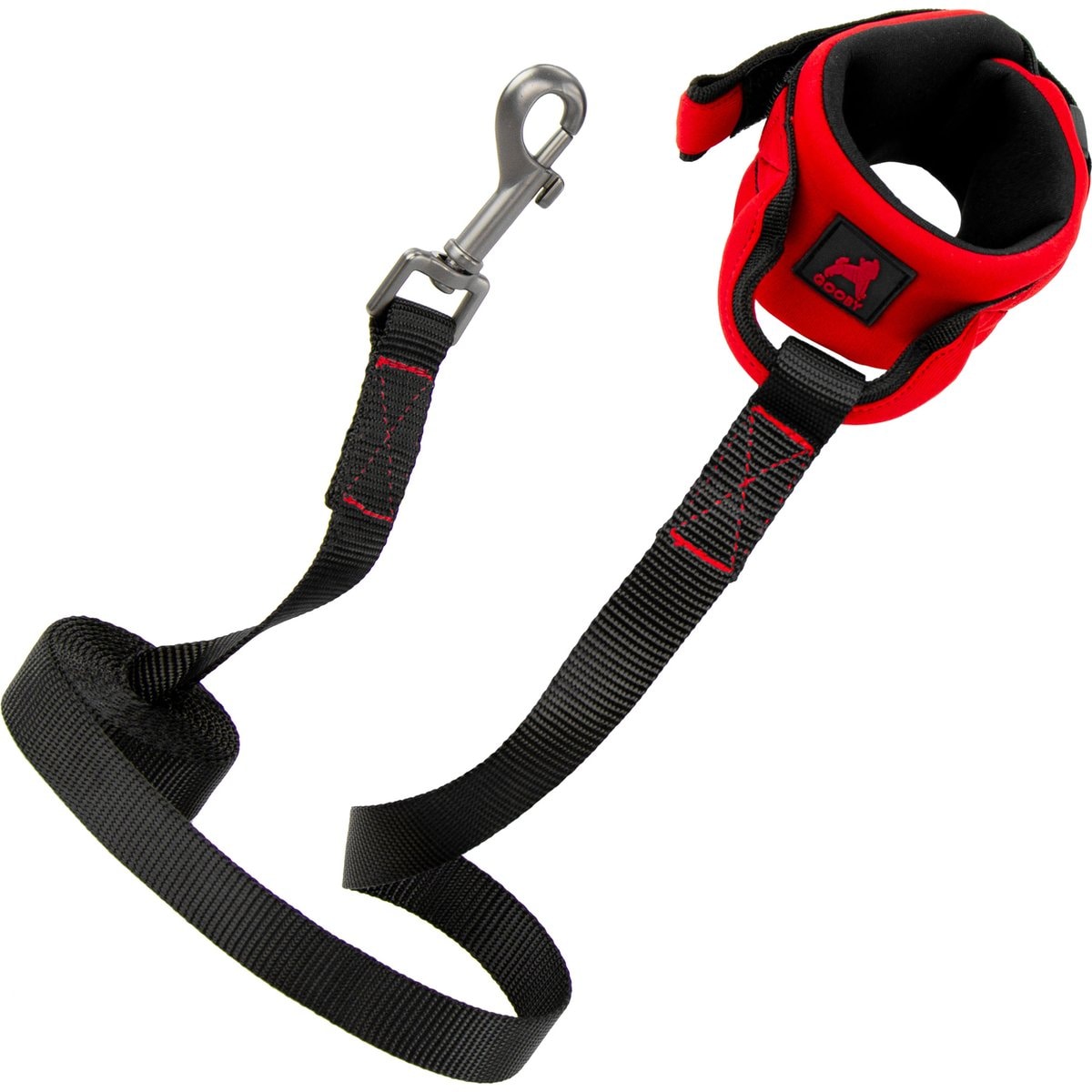 Gooby Neoprene Wrist Band Dog Leash, Red, 6-ft long, 3/4-in wide