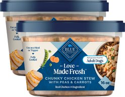 Blue Buffalo Love Made Fresh Chunky Chicken Stew with Carrots & Peas Fresh Dog Food, 1-lb tub, bundle of 12
