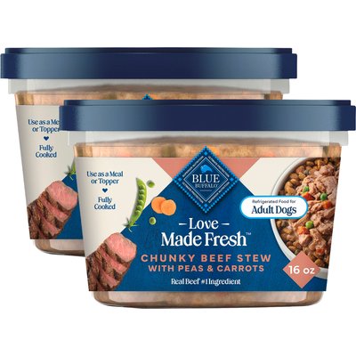 Blue Buffalo Blue Buffalo Love Made Fresh Chunky Beef Stew with Carrots & Peas Fresh Refrigerated Dog Food, 1-lb tub, bundle of 12