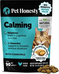 Pet Honesty Dual Texture Chicken Flavored Chew Calming Supplement for Cats, 10.5-oz pouch
