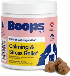 Boops Pets Calming & Stress Relief KSM-66 Ashwagandha Turkey & Beef Flavored Soft Chews Supplement for Dogs, 30 count
