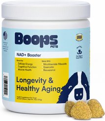 Boops Pets Longevity & Anti-Aging NAD+ Booster Filet Mignon Steak Flavored Soft Chews for Dogs, 90 count