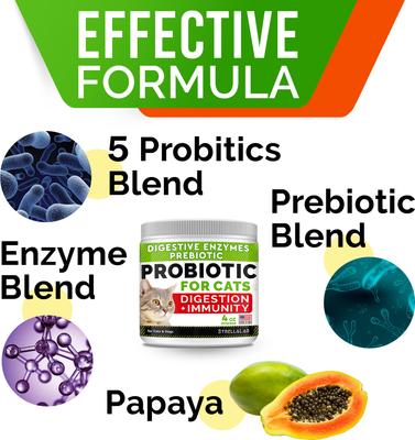 Show full view: StrellaLab Probiotic Powder for Cats Digestive Health Supplement with Prebiotics & Digestive Enzymes, 4-oz slide 8 of 9