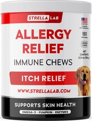 StrellaLab Allergy Relief & Anti Itch Relief with Omega 3 Skin & Coat Fish Oil Chicken Flavored Chew Supplement for Dogs, 180 count