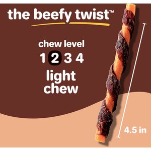 Hartz Oinkies Beefy Twists with 100% Real Beef Natural Dog Chews, 14 count