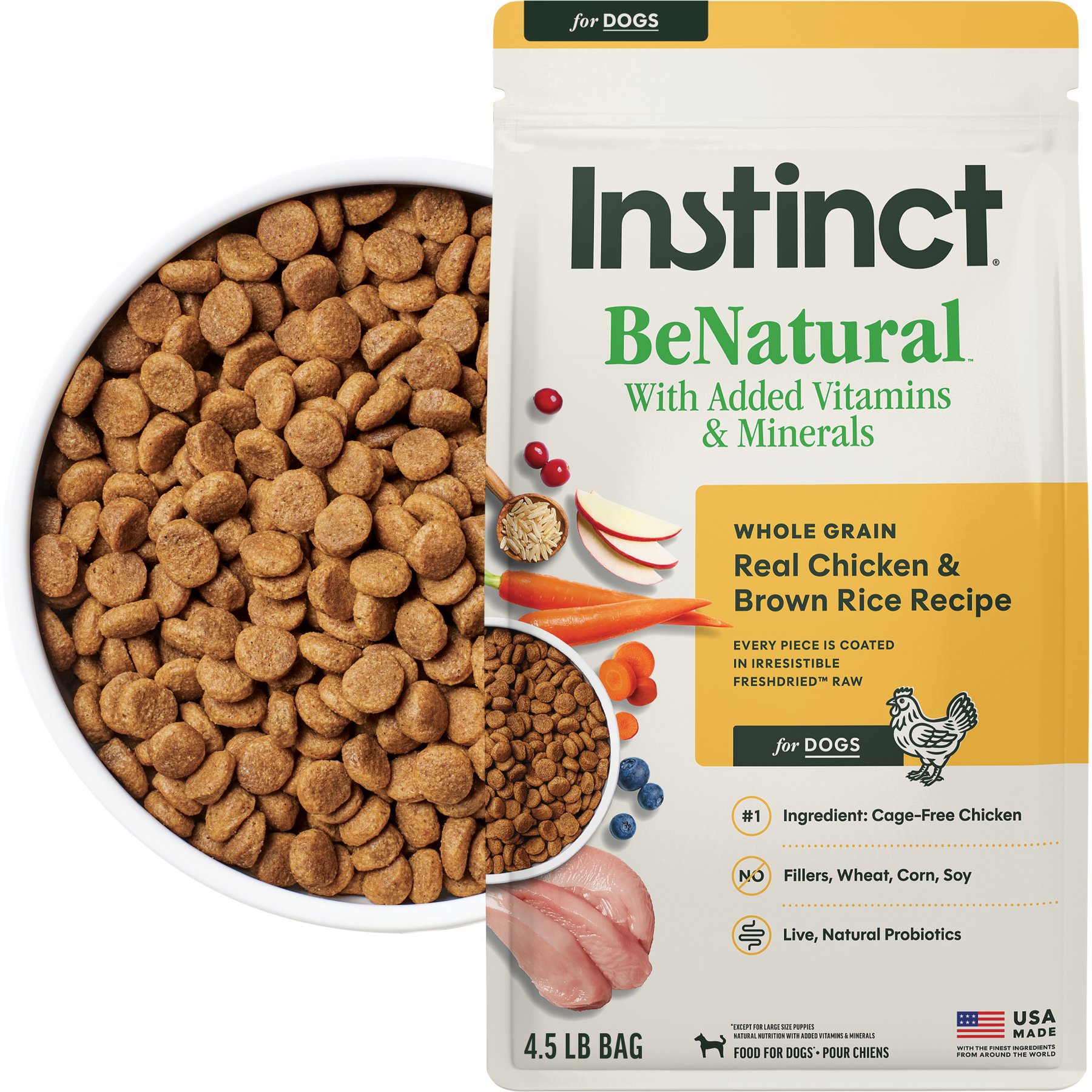Instinct BeNatural Adult Real Chicken & Brown Rice Recipe Dry Dog Food, 4.5-lb bag