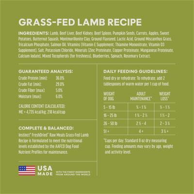 Show full view: Instinct FreshDried Bites Grass-Fed Lamb Recipe Grain-Free Adult Freeze-Dried Dog Food, 24-oz bag slide 9 of 10