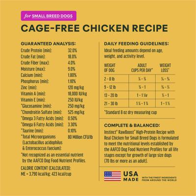 Show full view: Instinct RawBoost Small Breed High Protein Real Chicken Recipe Dry Dog Food, 10-lb bag slide 9 of 12