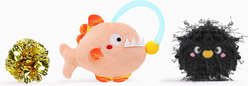 HugSmart Ocean Pals Anglerfish & Sea Urchin Cat Toy, Black/Orange, 4 x 2.8 x 0.8-in, 3 count