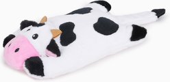 HugSmart Flattle Animals Cow Dog Toy, White/Black, 11 x 5.5 x 2.4-in