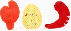 HugSmart Food Party Seafood Boil Dog Toy, Yellow/Red, 5.3 x 2.8 x 1.5-in