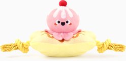 HugSmart Food Party Banana Split Dog Toy, Pink/Yellow, 13 x 5 x 6.3-in