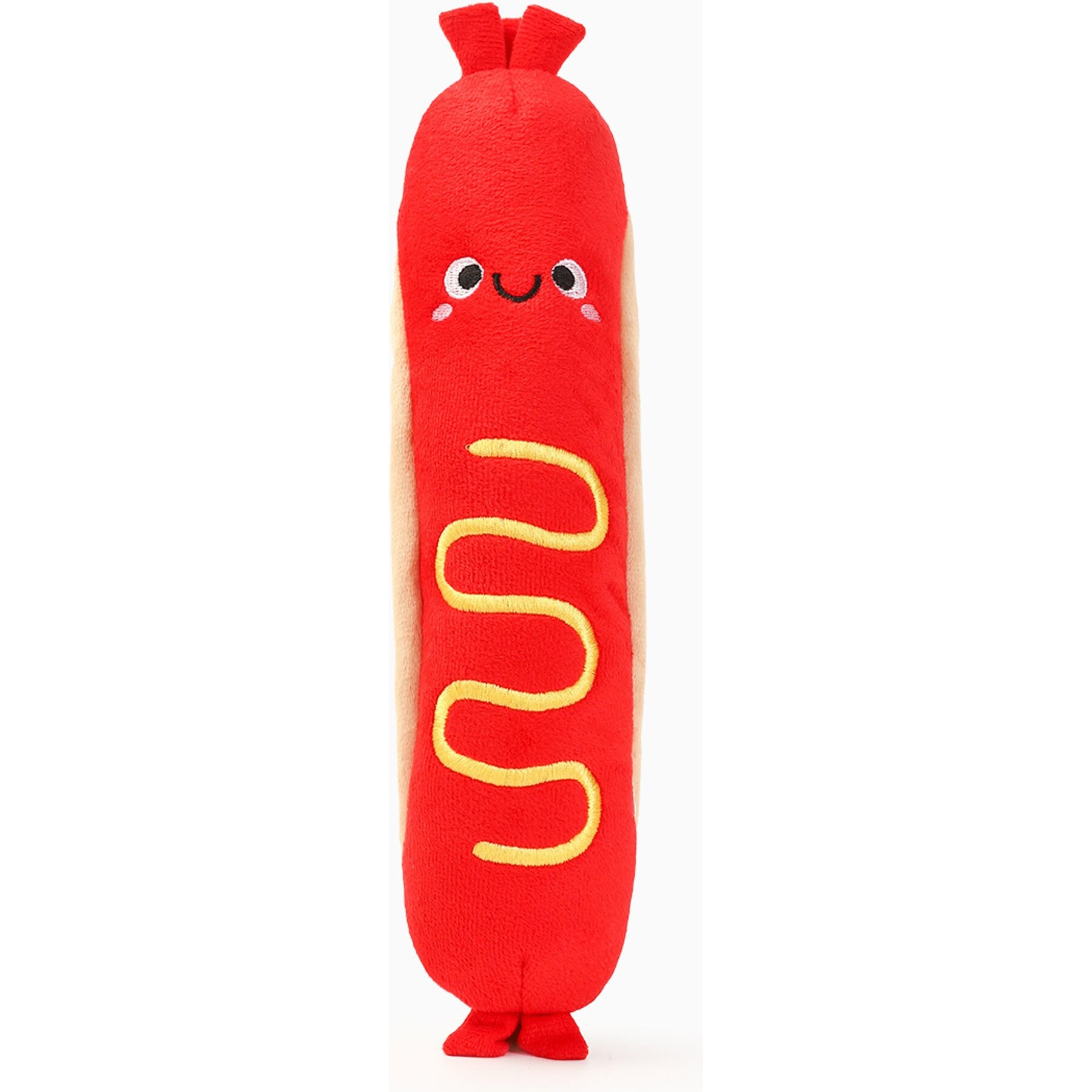 HugSmart Food Party Shaky Hotdog Dog Toy, Red, 11.5 x 4 x 2.8-in