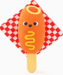 HugSmart Food Party Latex Corn Dog Toy, Orange, 8.3 x 8.3 x 3-in