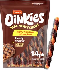 Hartz Oinkies Beefy Twists with 100% Real Beef Natural Dog Chews, 14 count