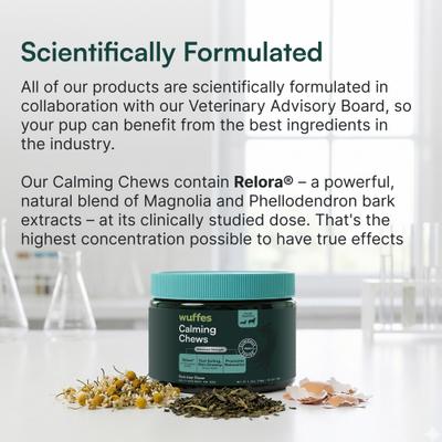 Show full view: Wuffes Stress & Anxiety Support Soft Chews Calming Supplement for Dogs, 60 count slide 5 of 9