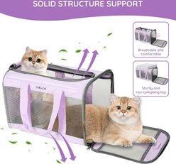 Bella & Pal Soft-Sided Portable Airline-Approved Dog & Cat Carrier Bag, Lilac Mist, 16.5 x 11 x 11-in slide 2 of 6