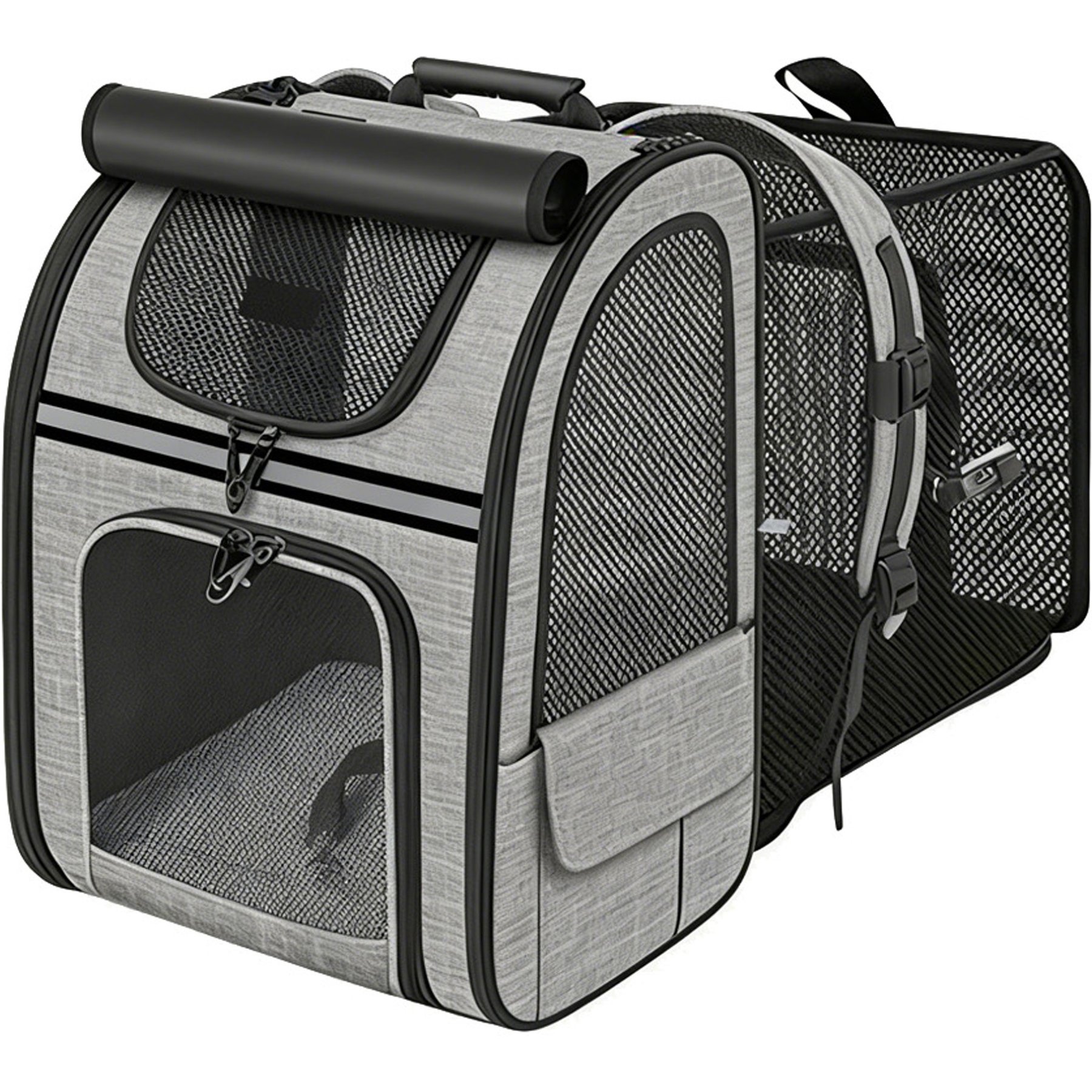 DOPZER Airline Approved Backpack Cat & Small Dog Carrier, Grey, 17.4 x 13.4 x 11-in