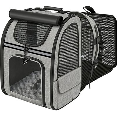 DOPZER DOPZER Airline Approved Backpack Cat & Small Dog Carrier, Grey, 17.4 x 13.4 x 11-in