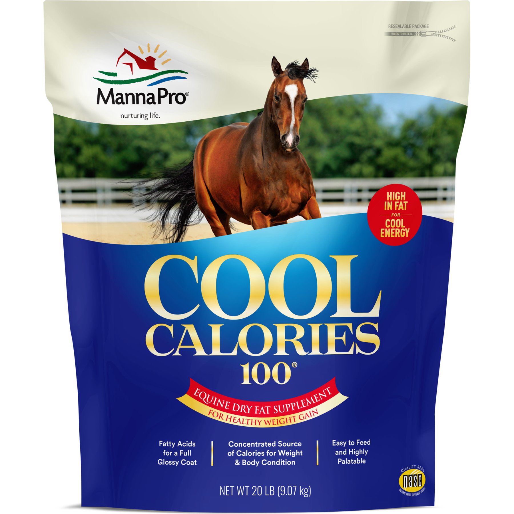 Manna Pro Cool Calories 100 Healthy Weight Gain Dry Fat Supplement for Horses, 20-lb bag