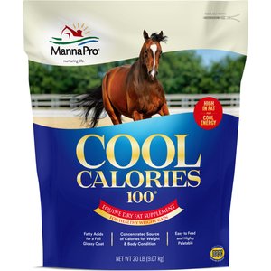 Manna Pro Cool Calories 100 Healthy Weight Gain Dry Fat Supplement for Horses, 20-lb bag