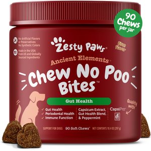 Zesty Paws Ancient Elements Chew No Poo Bison Flavored Soft Chews Coprophagia Stool Eating Deterrent Supplement for Dogs, 90 count
