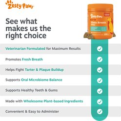 Zesty Paws Peppermint Flavored Soft Chews Clean Breath & Dental Support Supplement for Dogs, 120 count slide 2 of 8