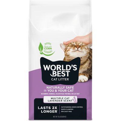 World's Best World's Best Lavender Scented Clumping Corn Cat Litter, 15-lb bag