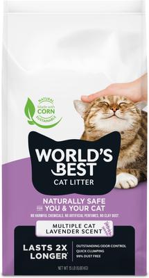 WORLD'S BEST Lavender Scented Clumping Corn Cat Litter, 15-lb bag -  Chewy.com