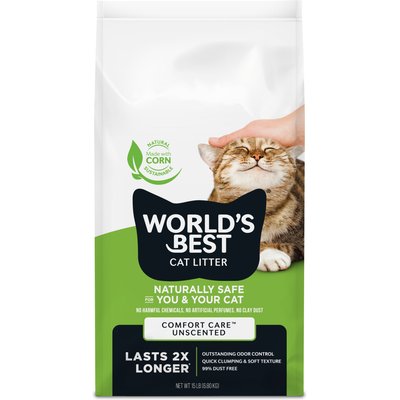 World's Best World's Best Comfort Care Unscented Clumping Corn Litter, 15-lb bag